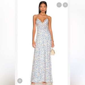 NWT Favorite Daughter The BlackBerry Floral Satin Maxi Dress, Size S